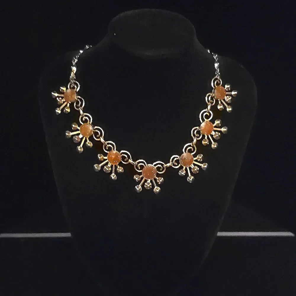 Vintage Choker from 1950's! Sandstone and Gold tone! EXCELLENT CONDITION